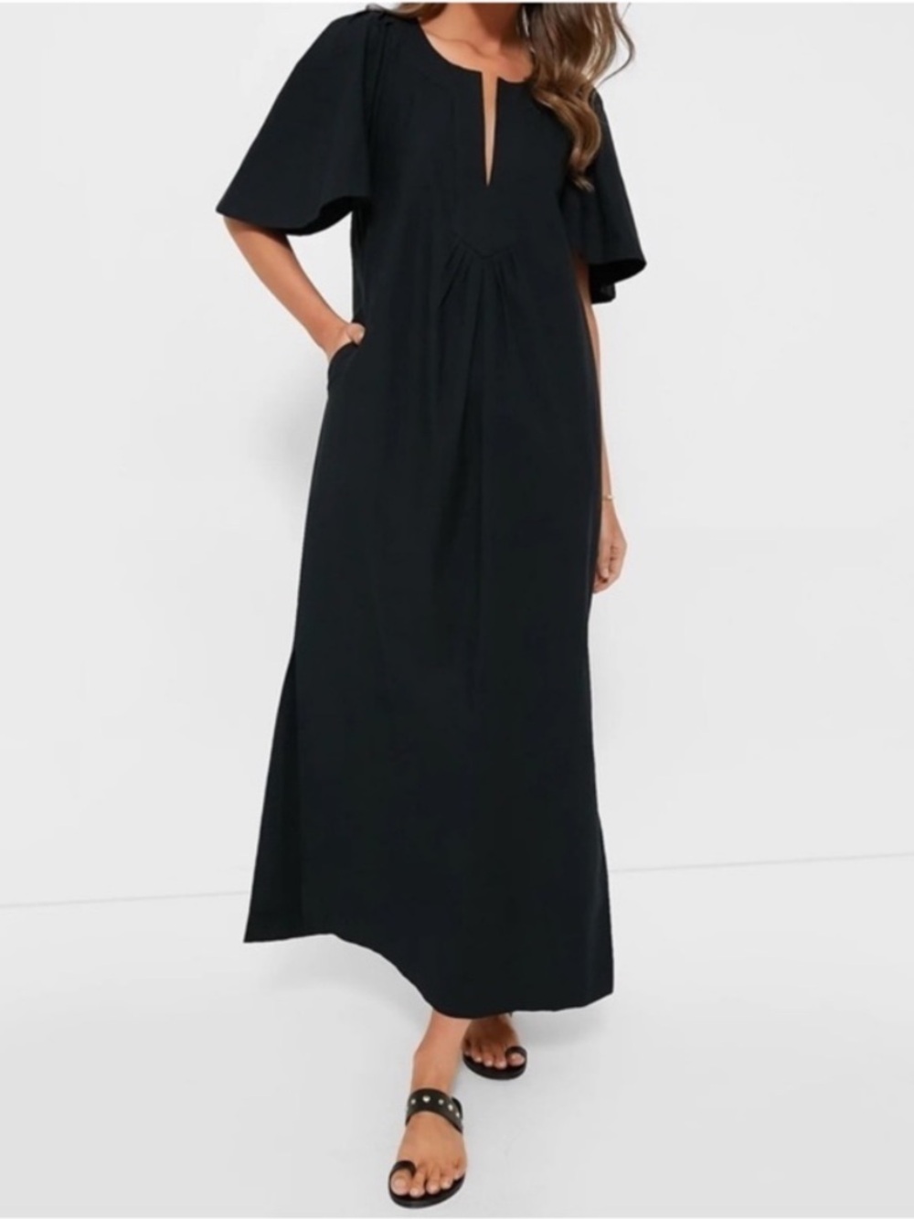 NWT Tuckernuck Pomander Place Black Flutter Sleeve Maxi Dress